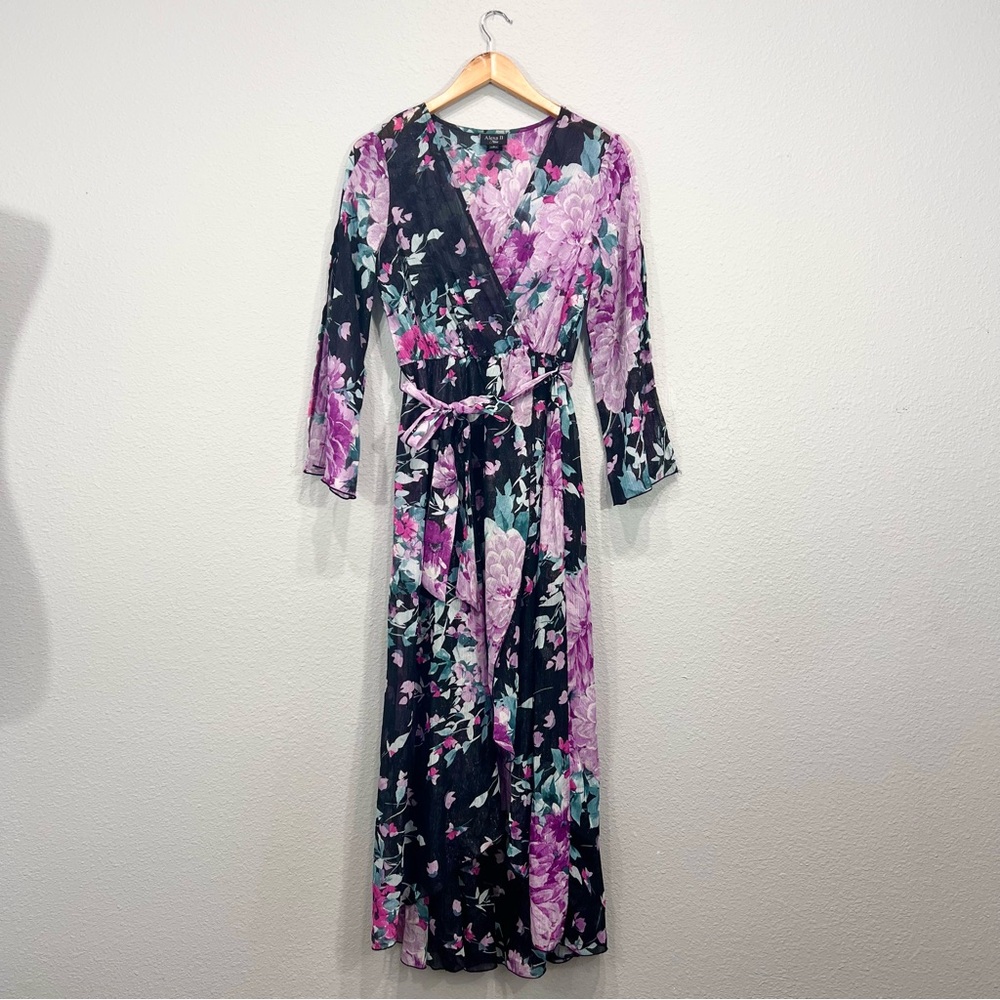 Alexa B Nites Shimmer Wrap Floral Maxi Dress - Picture 2 of 16